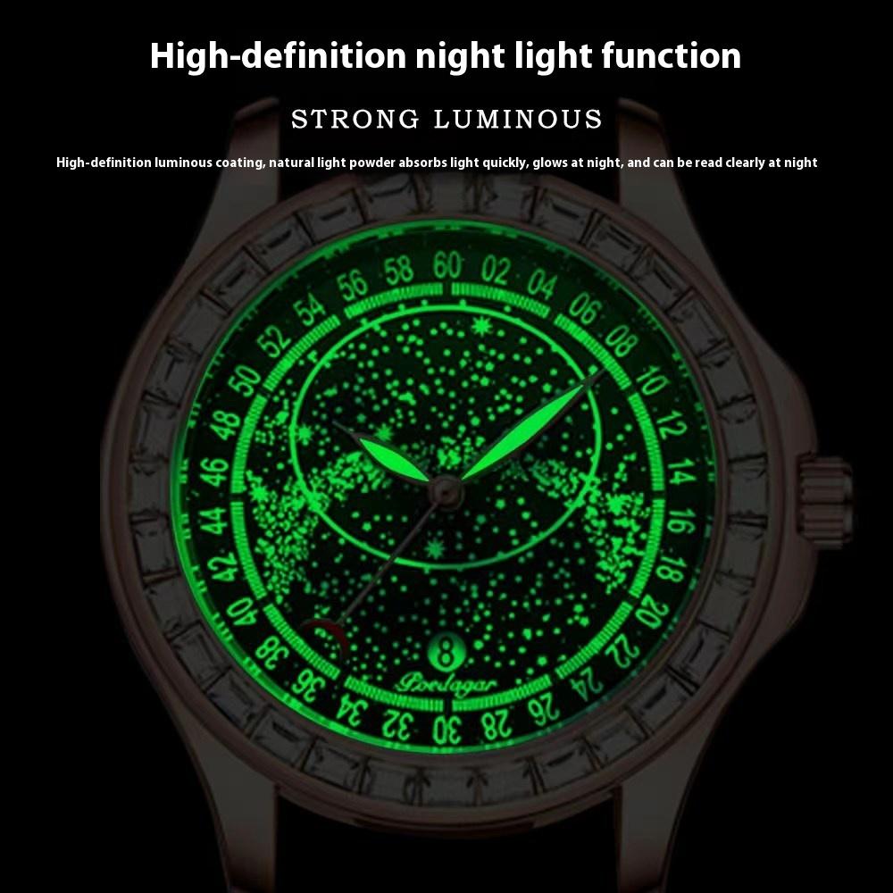 Luksusowy Nowy Zegarek Męski Wodoodporny Luminous Pasek Gwieździste Niebo Tarcza Modny Zegarek Kwarcowy Zegar