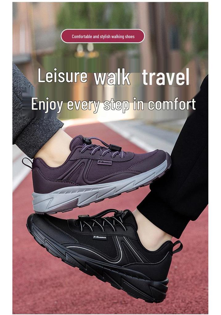 Men's Lightweight Shock-Absorbing Non-Slip Casual Shoes for Elderly, Soft Sole, Ideal for Spring and Autumn Walking.
