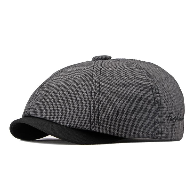 

Casual Newsboy Caps Men Cotton Flat Cap Octagonal Hats Male Solid Eight Panel Berets Spring Summer Thin Herringbone Painters Hat Elastic 56-60cm темно-серого
