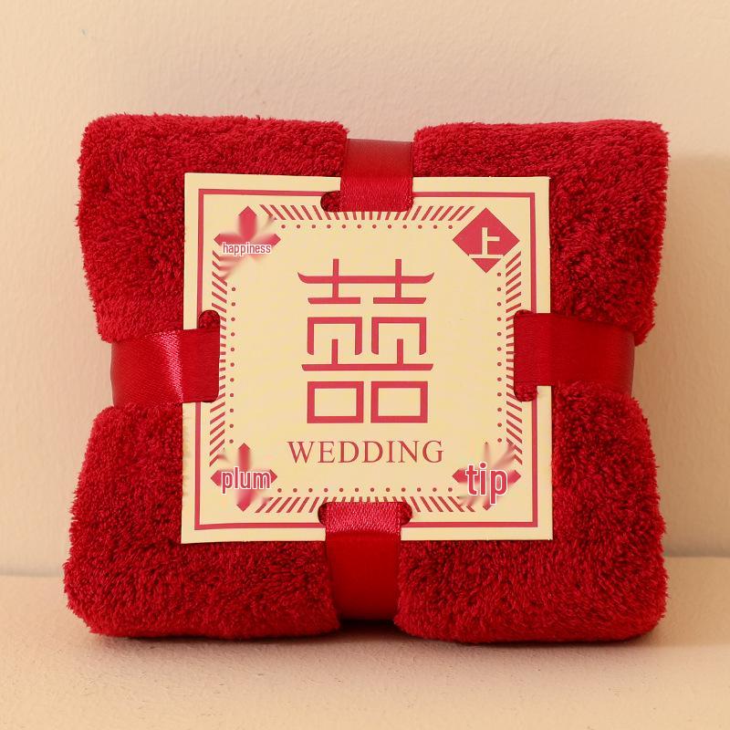 Coral Fleece Wedding Towel: Full Moon Dowry Gift, Engagement Joy, Couple Souvenir.
