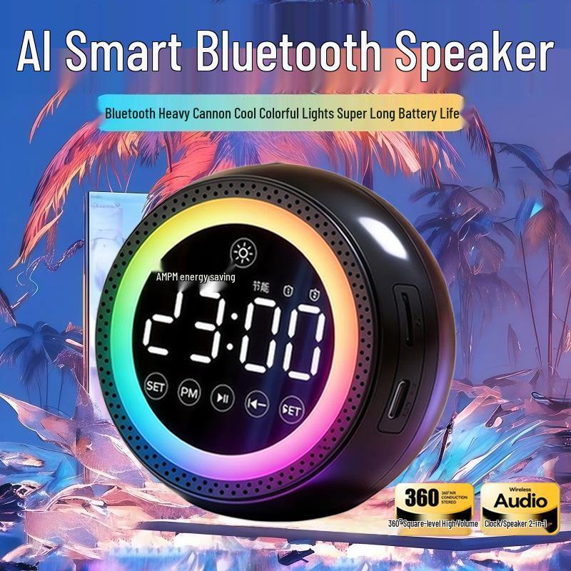 Smart Voice T33 Multi-Functional Bluetooth Alarm Clock with Super Loud Speaker for Office & Student Use