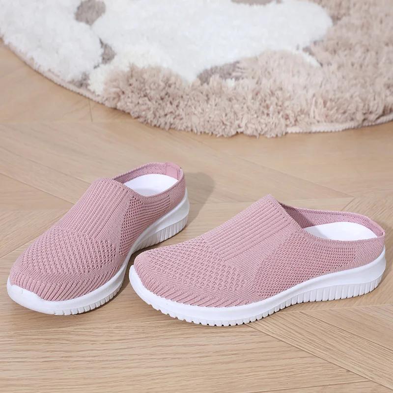 Women's Summer Shoes Casual Single Ladies Shoes Soft Sole Cover Half Slippers Shoe