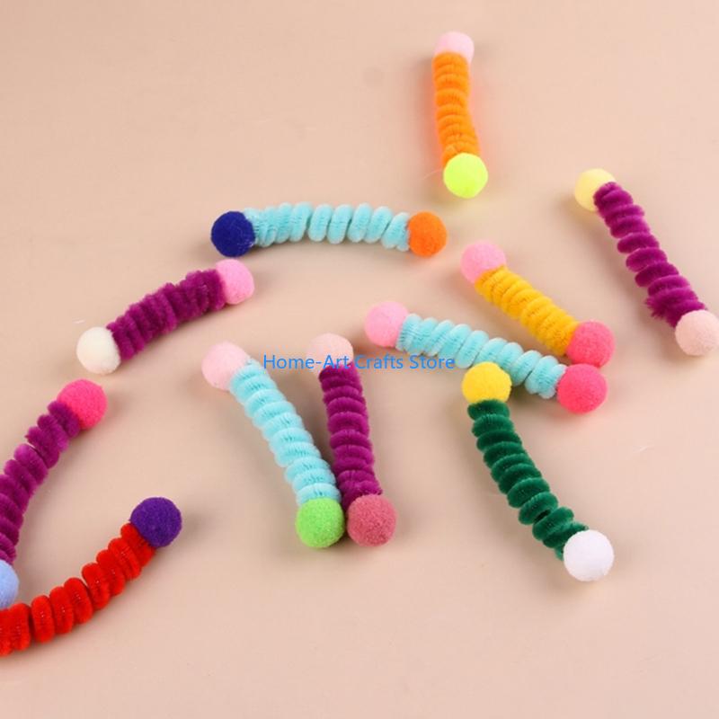 Y3NA 24 Pack Cats Teaser Toy Double Head Lightweight Plush Ball Active Pet Plaything