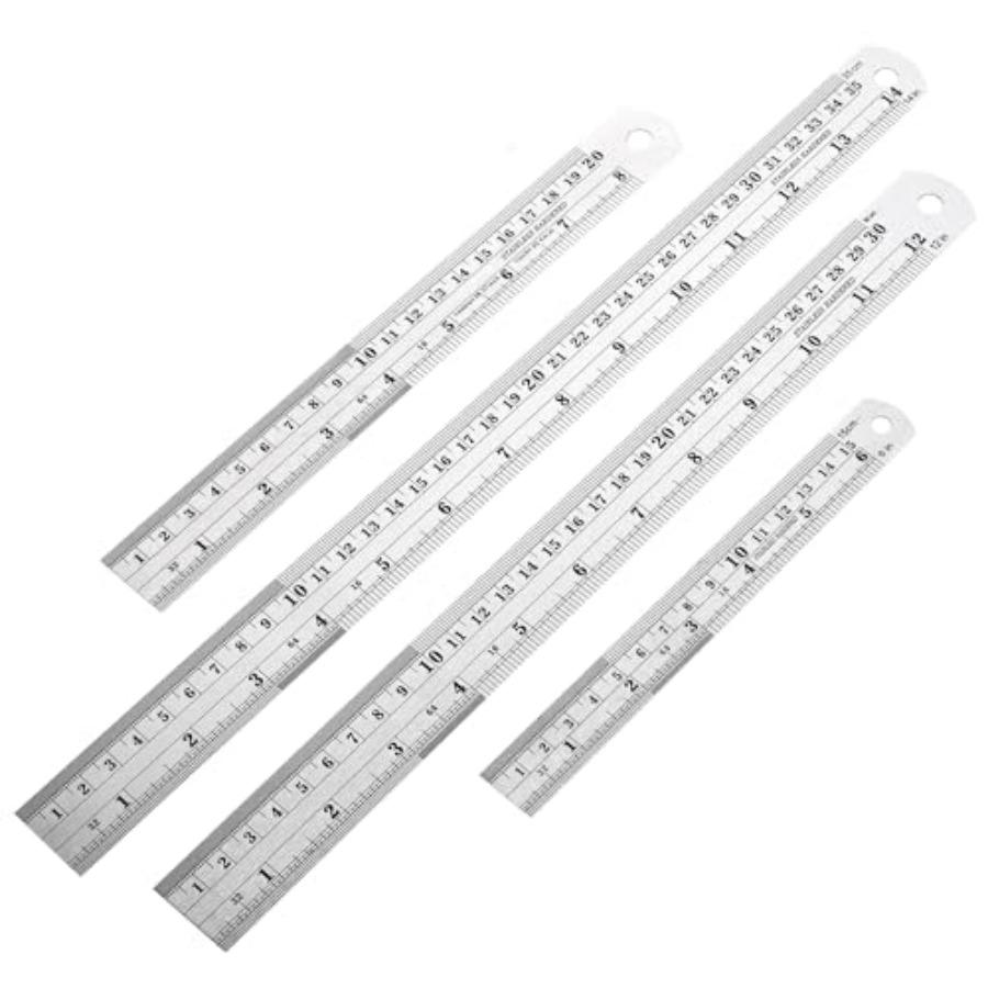 Metal Rulers, Steel Rulers Pack of 4, 6, 8, 2, 4-inch Stainless Steel Ruler