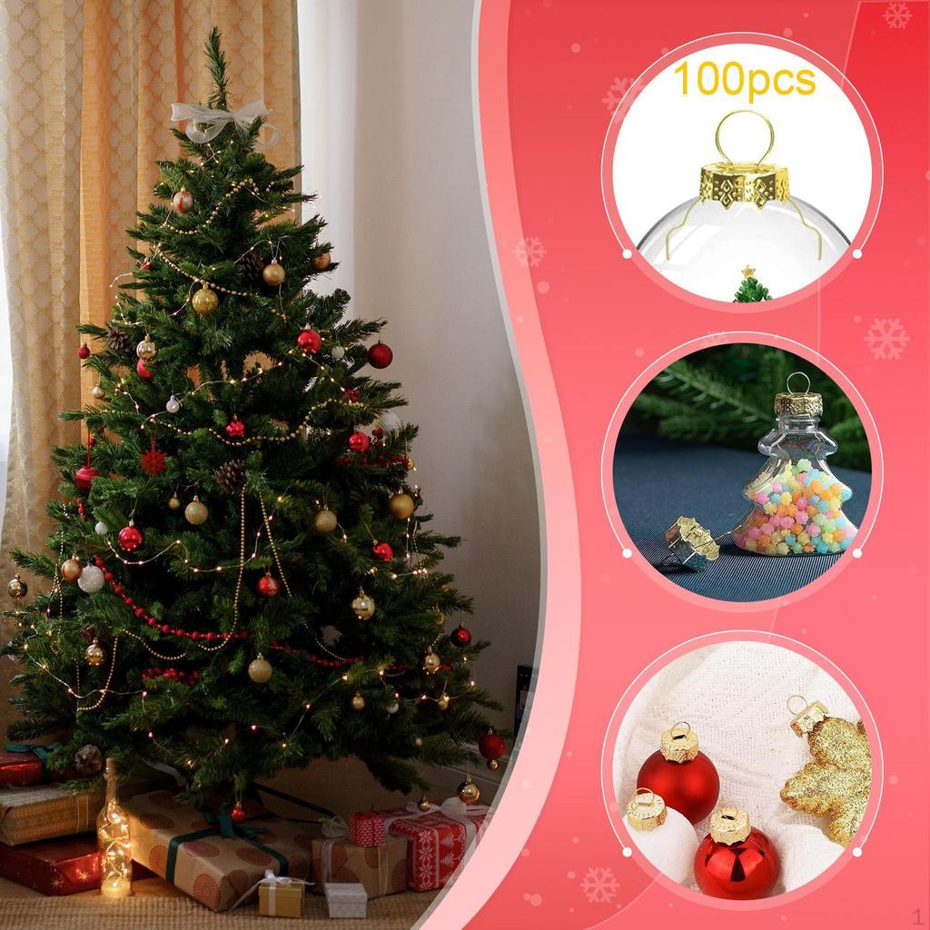 100 Stück Weihnachtskugel Gold Aufhänger für Feiertagspartys Innen Zuhause