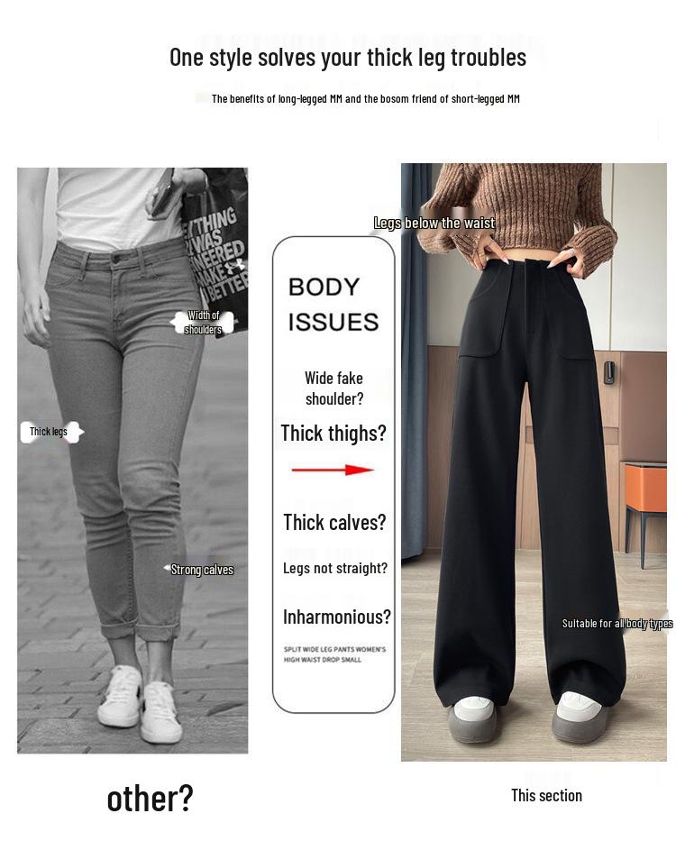 2026 Autumn/Winter Women's High-Waist Woolen Wide-Leg Floor-Length Pants