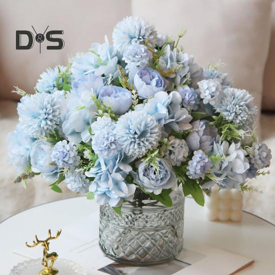 Artificial Flowers Fake Peonies Bouquet Mixed Faux Silk Flowers Artificial Blooms Bunch for Table Centerpiece Wedding Party Decor