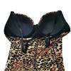 Leopard Print Body Shaper: Push-up Bra & Tummy Control Waist Cincher with Adjustable Straps
