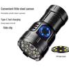 Rechargeable Ultra-Bright Eight-Eyed Monster Flashlight with Red Warning Light for Outdoor and Household Use