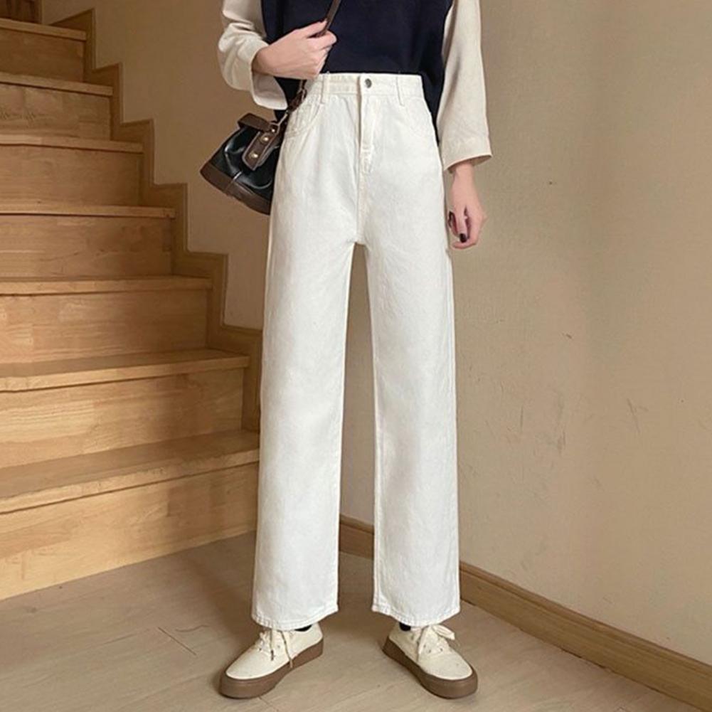 Straight Wide Leg Long Trousers High Waist Wide Leg Denim Pants for Women Streetwear Jeans with Pockets Vintage for Autumn