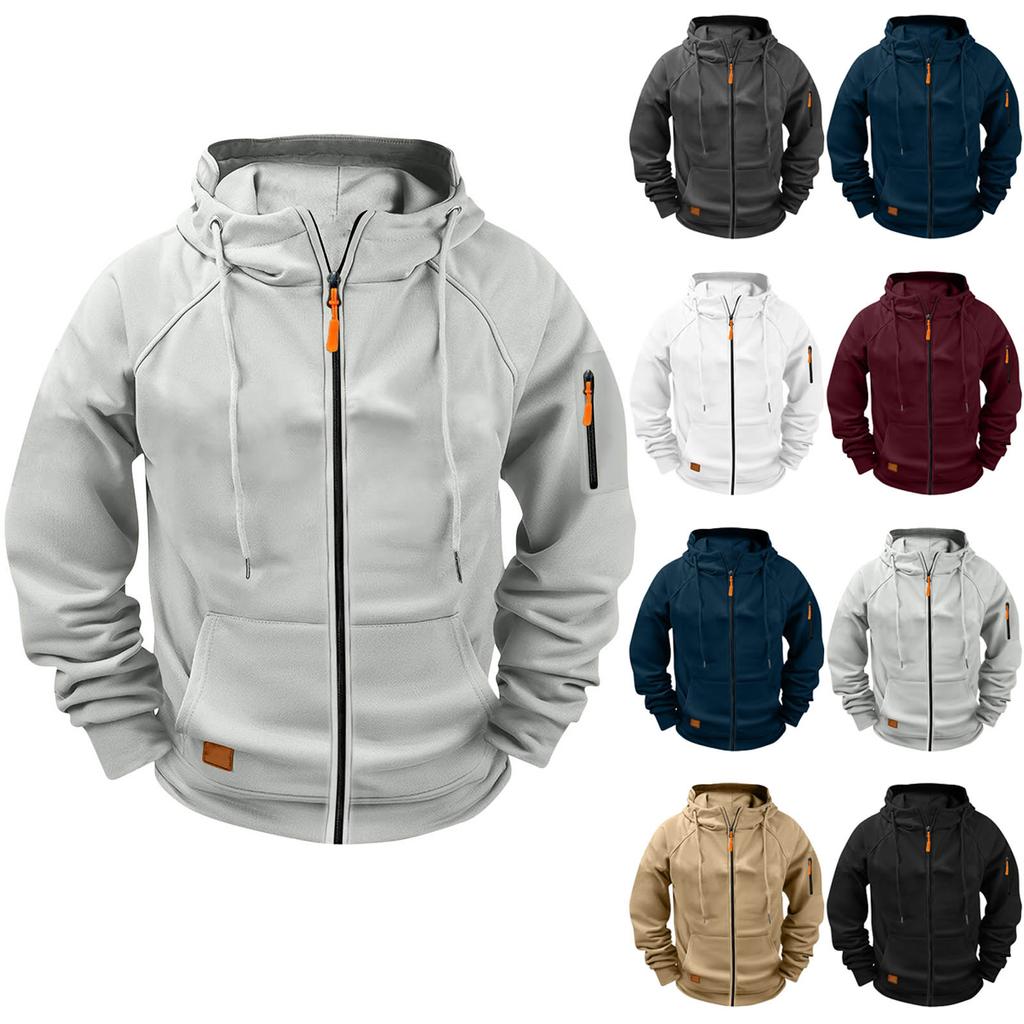 Boys' Solid Color Zipper Raglan Sleeve Fashionable Hoodie Jacket