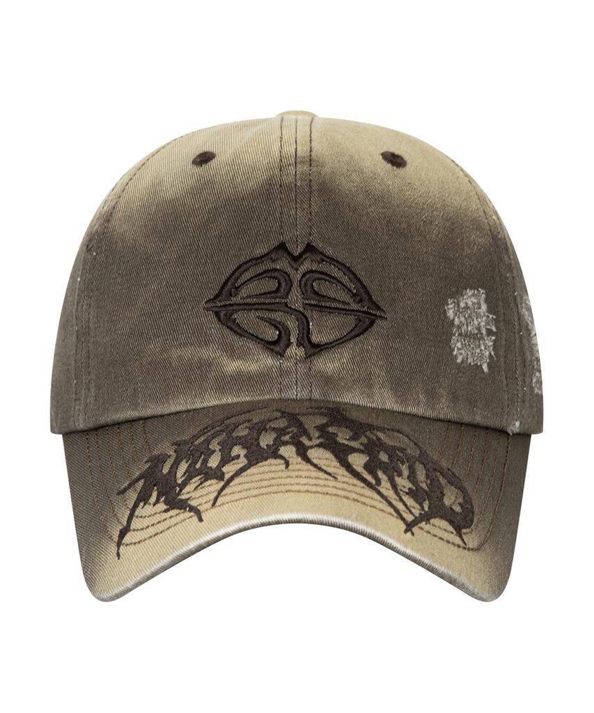 MAHAGRID Washed Metal Logo Ball Cap Brown(Mg2Esmab38A)
