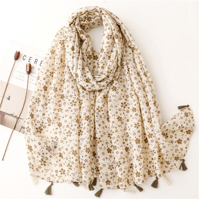 Women Spain Fashion Viscose Scarf Lovely Sunflower Tassel Shawl Wrap Neck Pashmina Stole Winter Foulard Bufandas Muslim Hijab