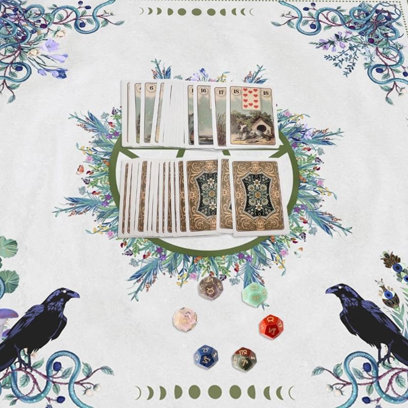 Luxurious Velvet Tarot Cards Table Cover with Pentagram Design