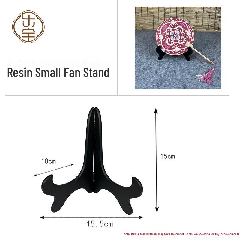 Wooden Lacquered Round Fan Display Stand – Ancient Style Festive Holder