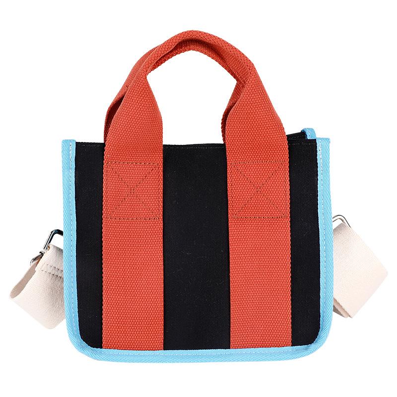 Korean Color Block Canvas Handbag Women's Fashion, Large & Small Sizes, Work & Casual Crossbody Bag