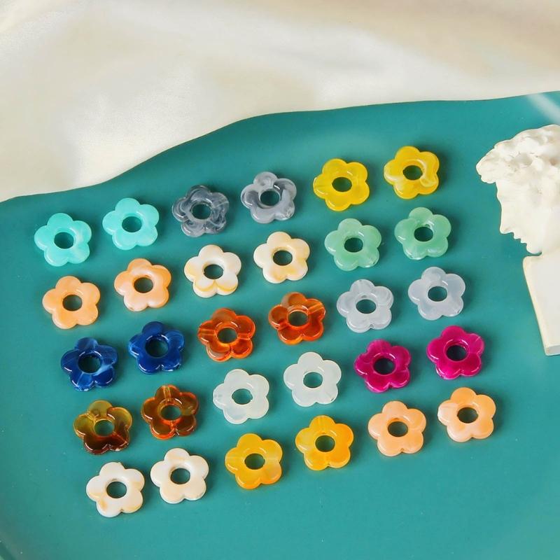 10pcs Resin Flower Pendant Ornament Hollow Flower Charm Beads Jewelry DIY Supplies for Keychain Hanging Pendant Making