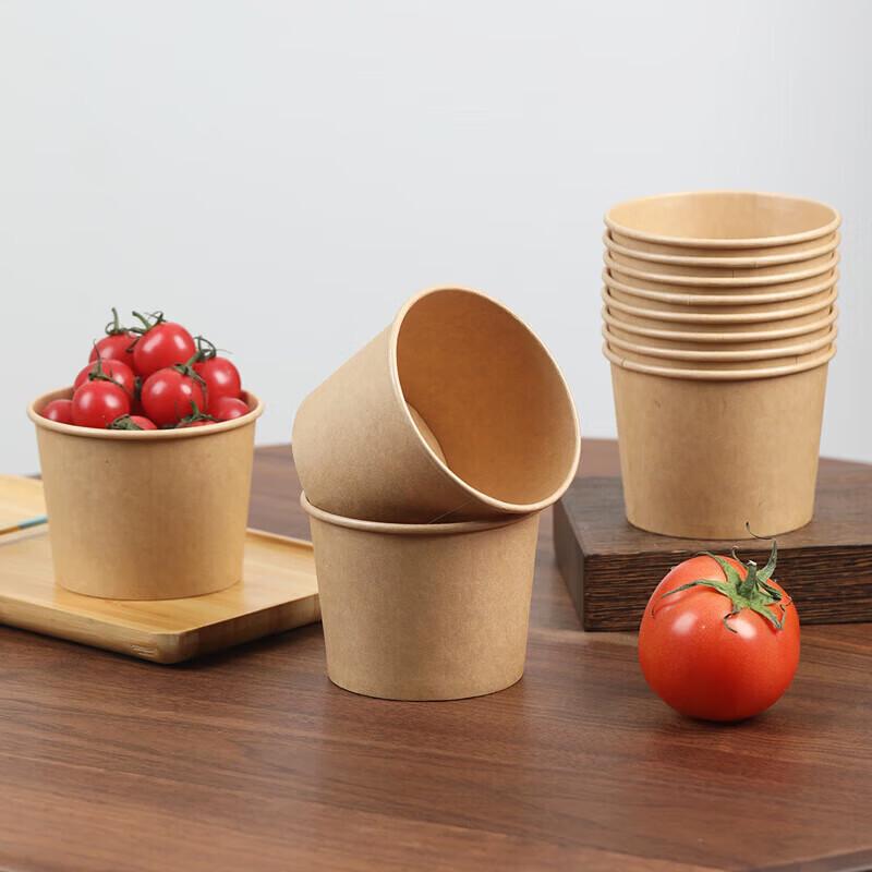Bamboo Fiber Disposable Paper Takeout Bowls 750ml