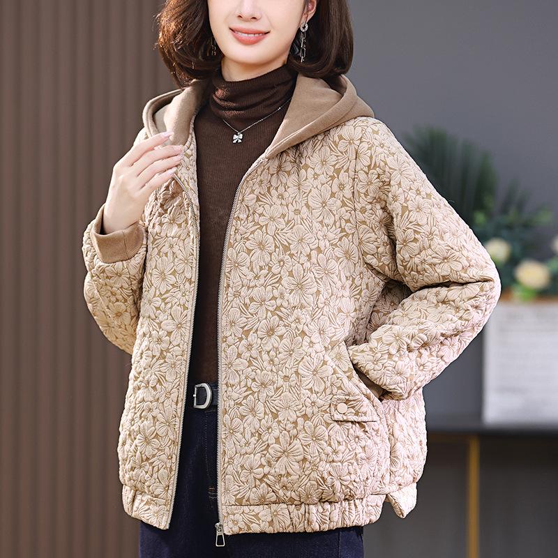 

Модная легкая стеганая хлопковая куртка для женщин 2024 - Короткая, свободного кроя, жаккардовый дизайн, идеально подходит для женщин среднего и пожилого возраста осенью и зимой M (recommended 100-118 jin) абрикосовый