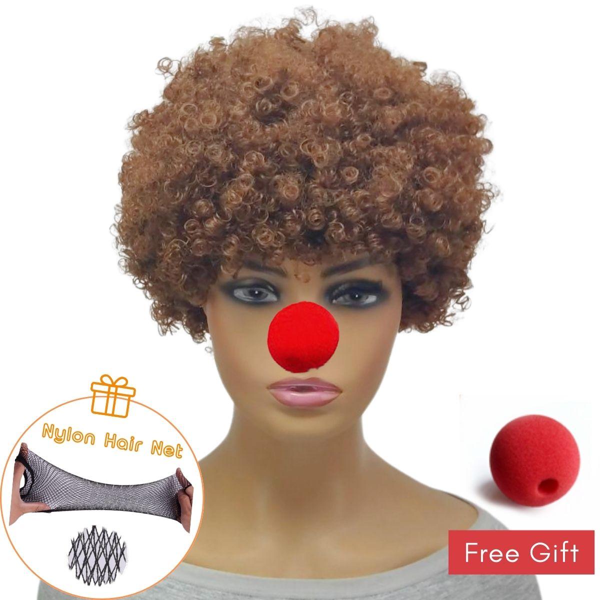 

Красочный пушистый взрывная голова клоун термостойкий синтетический парик День дурака Хэллоуин ролевые игры brown-