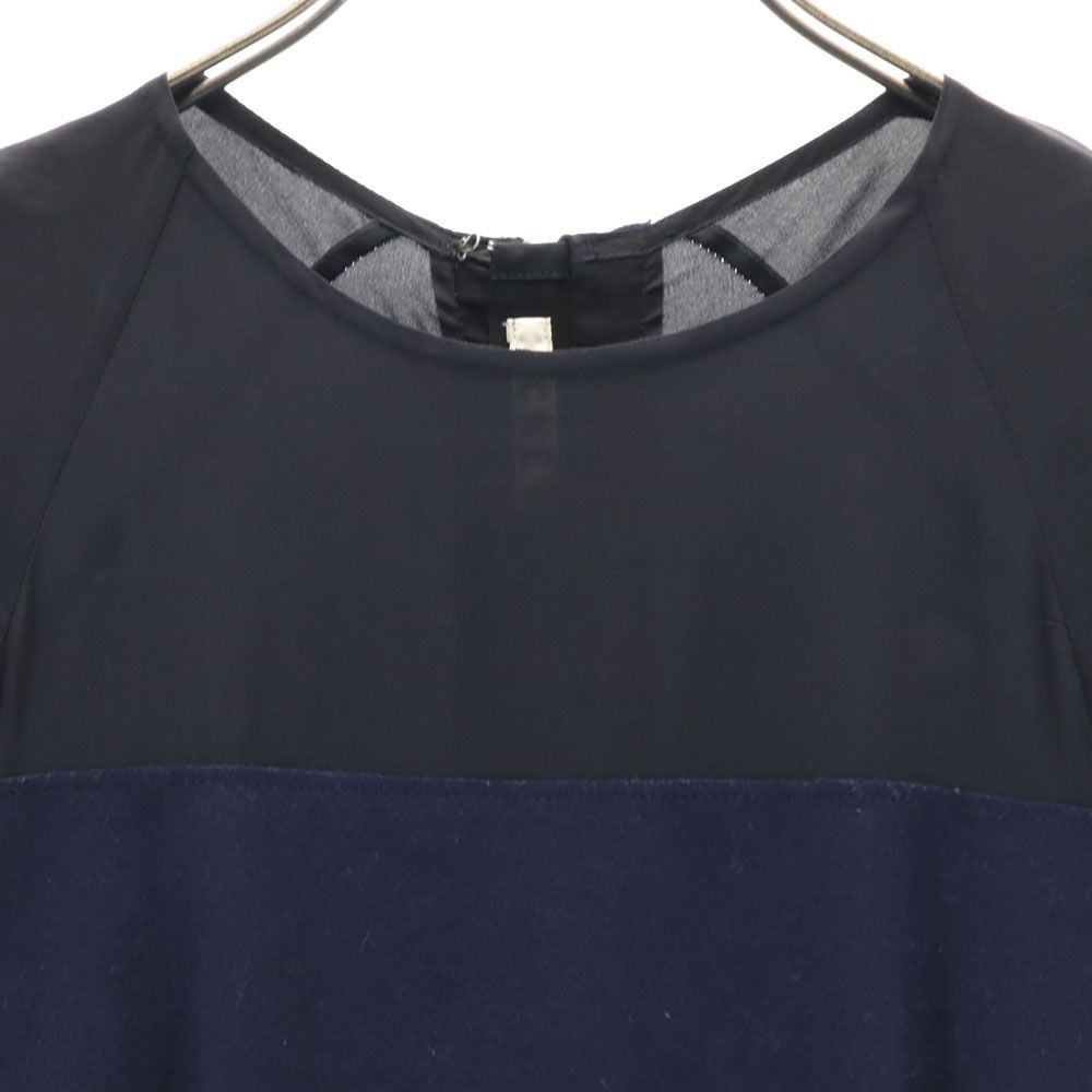 ACNE Short Sleeve Wool Switching Knee-length Dress 36 Navy Women Used