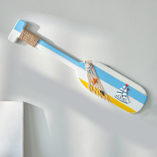 Remo in Legno Nautico per Canoa da 19,7" Decorazione da Parete con Corda Stile Mediterraneo Rustico Arte da Parete a Remo per Casa al Mare Estiva Soggiorno Camera da Letto