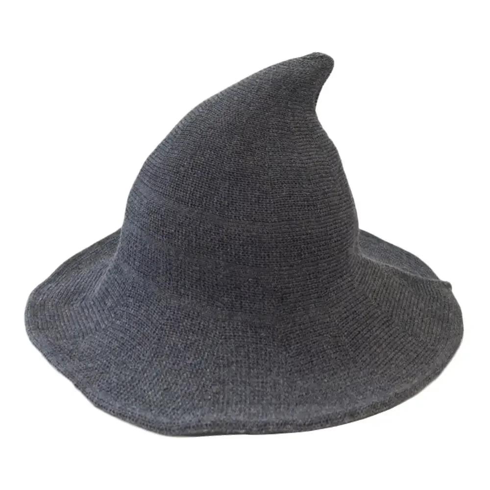 Fashion Vintage Witch Hat Party Halloween Wool Knit Hat Portable Festival Decoration for Women