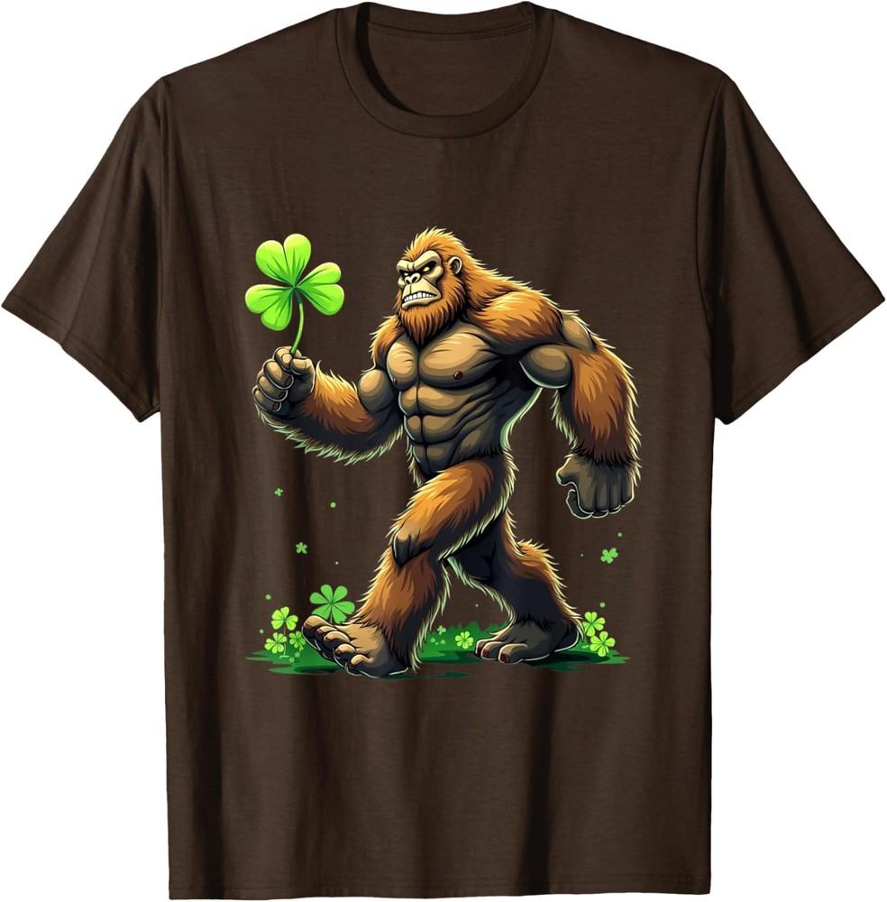 St Patricks Day Bigfoot Sasquatch Shamrock Unisex T-shirt XXXXL