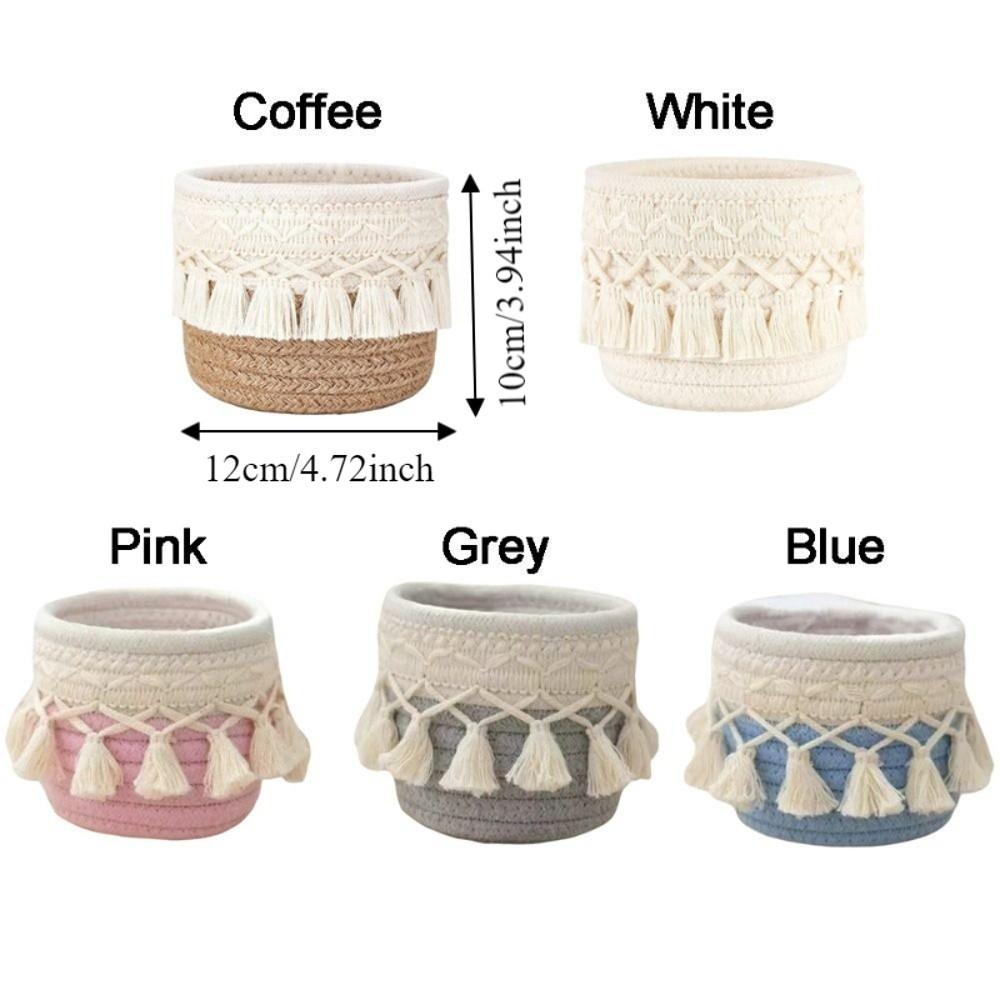 Bohemian Style Woven Storage Basket Cotton Rope Pen Holder Creative Sundries Organizer  Bedroom