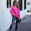 Damen Übergröße Doppel-V-Ausschnitt Strickpullover Einfarbige Lockere Elegante Pendler-Strickjacke Herbst Winter Oberteil