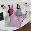 Camiseta sin mangas acanalada de encaje, Tops cortos con cuello Halter para mujer, camisola con botones, camisola con espalda al aire, chaleco recortado sin mangas de tubo de punto a la moda para mujer
