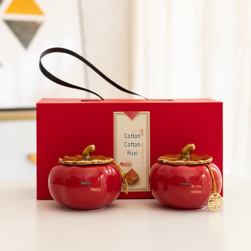 Keramik Kaki Bonbonglas Set - Hochzeits-, Verlobungs- oder Einzugsgeschenk