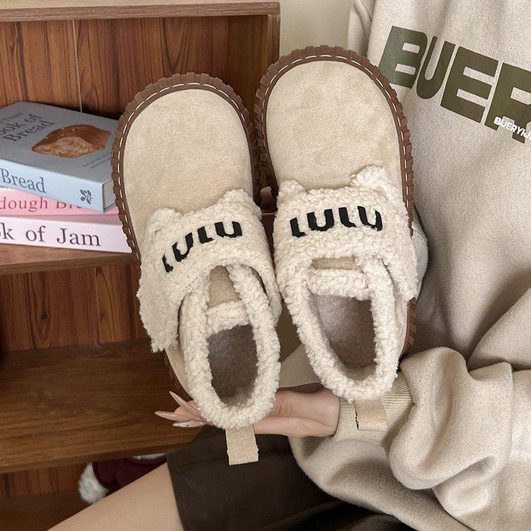 

Флисовые ботинки-платформы женские 2025 осень и зима новые ретро модные универсальные верхняя одежда теплые на липучке хлопковые туфли 39