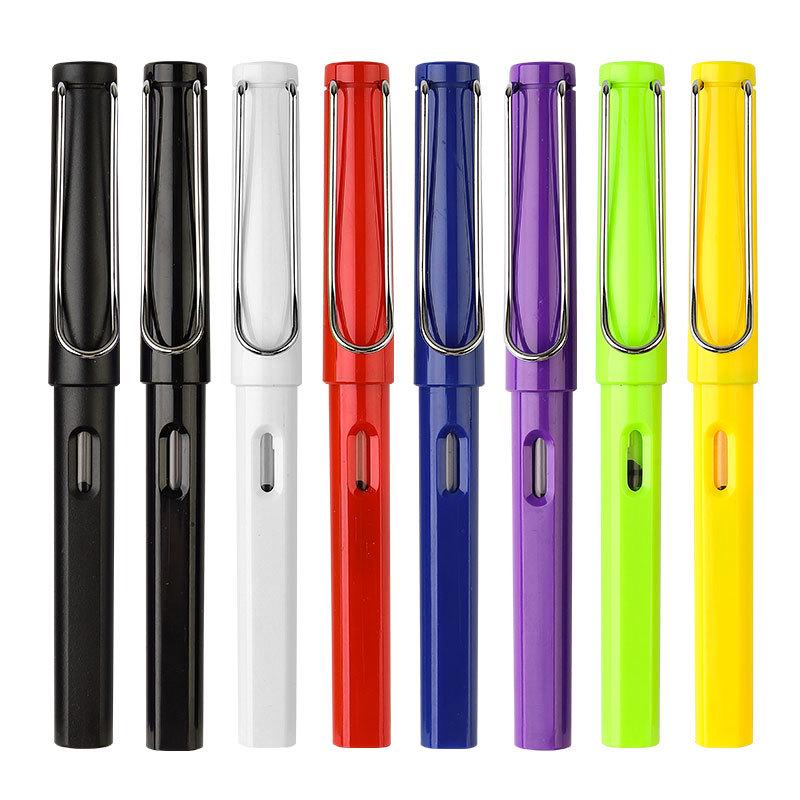 Refillable Ergonomic Fountain Pen for Students - Transparent Colored Plastic Design