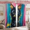 2D flat printing 2pcs Curtain Black Cat Gold Chain Digital Printed Polyester Drapes Festive Holiday for Indoor Celebrations Room