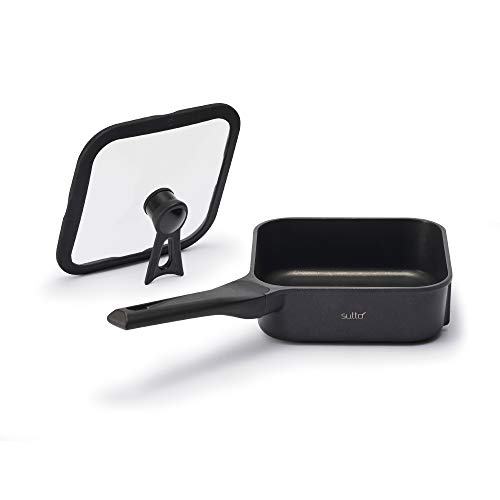 

Sutto Square Frying Pan, 7.1 x 2.4 inches (18 x 6 cm), Black, Deep Type, Doshisha