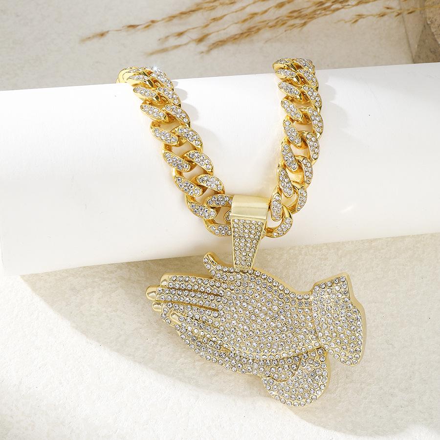Men's Hip Hop Full Diamond Zinc Alloy Pendant Necklace