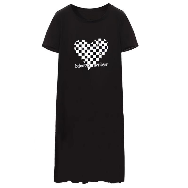 Abito T-shirt Estivo da Donna a Maniche Corte In The Lungo Ampio Sottile Sopra il Ginocchio Abito Lungo Semplice Moda