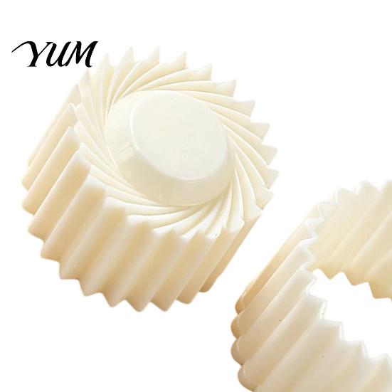 Kitchen Baking Tools 2-in-1 Round Mooncake Mold, Double Ended Pastry Press with Scallop And Non-stick Cookie Spiral Embossing for DIY Baking, Handheld