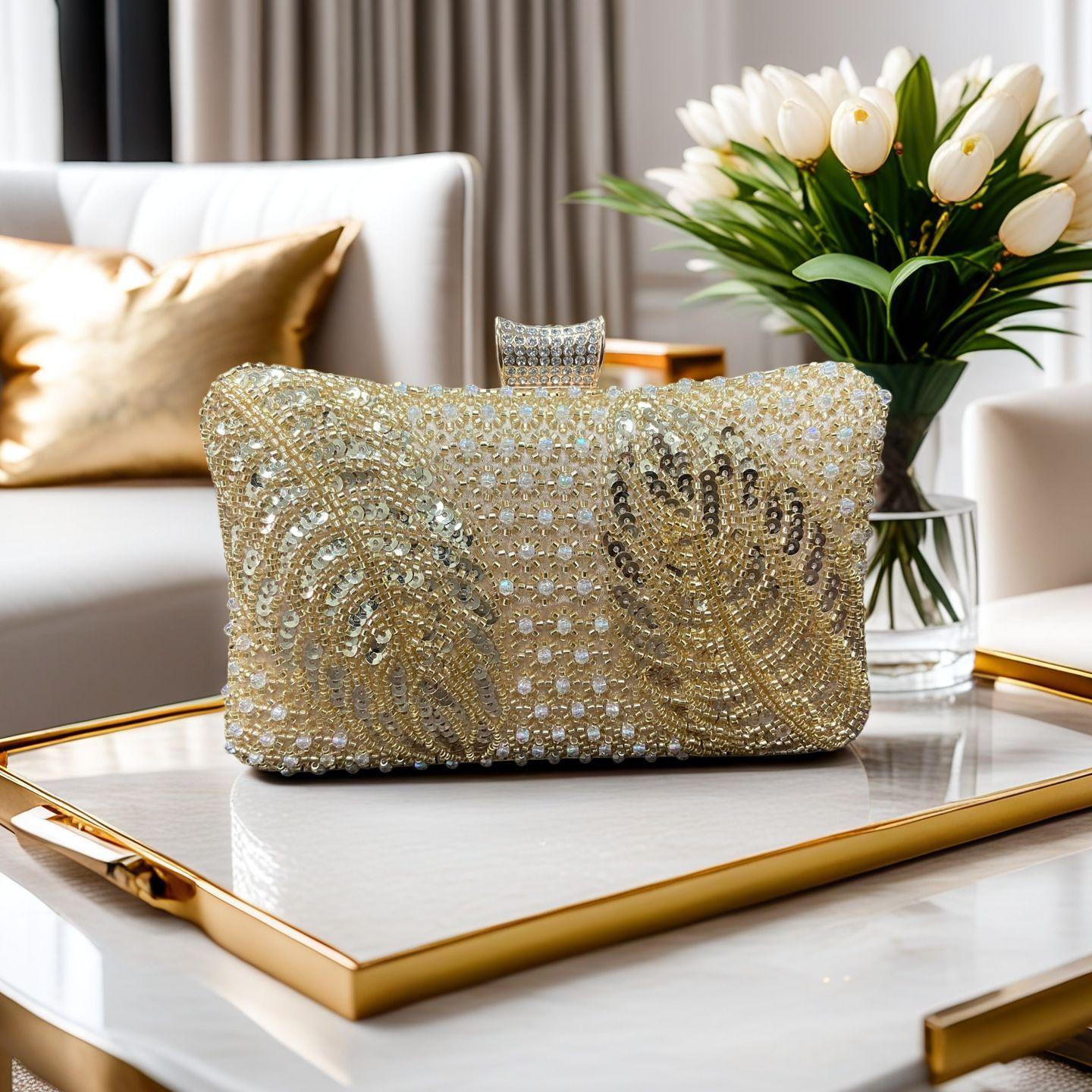 

New flash sequined dinner bag fashion high sense diamond clutch bag temperament dress cheongsam hand bag золотой