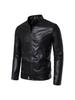 Herrs Spring Slim Fit Koreansk Stil Motorcykel Läderjacka med Ståkrage
