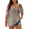 Women’s Short Sleeve Cold Shoulder Top Casual Loose Fit Printed Blouse for Daily Office and Wear