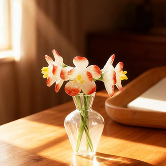 Mini Glas Blumen Dekoration Handgeblasen Kunstkristall Pflanzen Kleine Blumenvase Schmuckstück für Muttertag Geburtstagsgeschenke