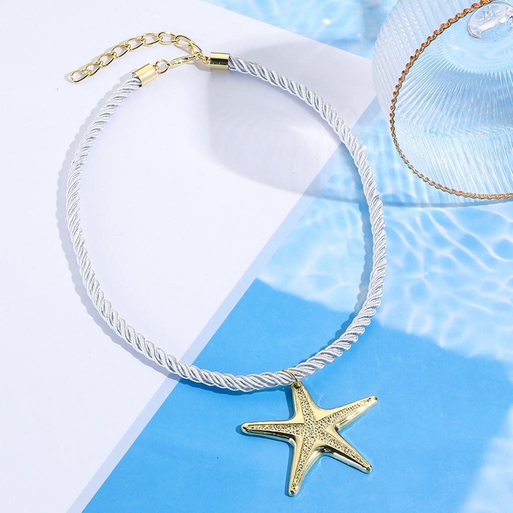 Collier pour femme, bijou géométrique, pendentif en alliage, étoile de mer, coquillage, design de niche, style océan, beau et élégant
