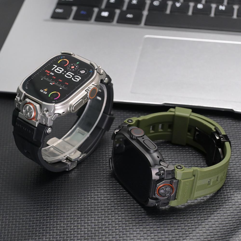 Rubber Sports Band for Apple Watch Band Ultra 3 2 1 49mm Silicone Luxury Strap Butterfly Clasp Bracelet For iWatch Ultra 3 49MM