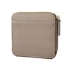 Gisele Women's Genuine Leather Bifold Mini Wallet, Compact, Slim, Large Capacity, Zipper-Around Card Case, Anti-Skimming, Grayish Beige
