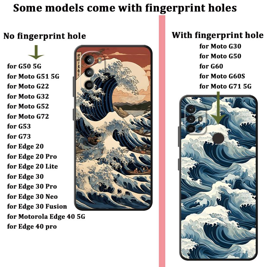 Case for Motorola Moto G22 Edge40 Edge 20 Pro 30 Lite G60s G71 G51 G73 G50 G53 G30 G32 G52 Phone Cover Cartoon Wave