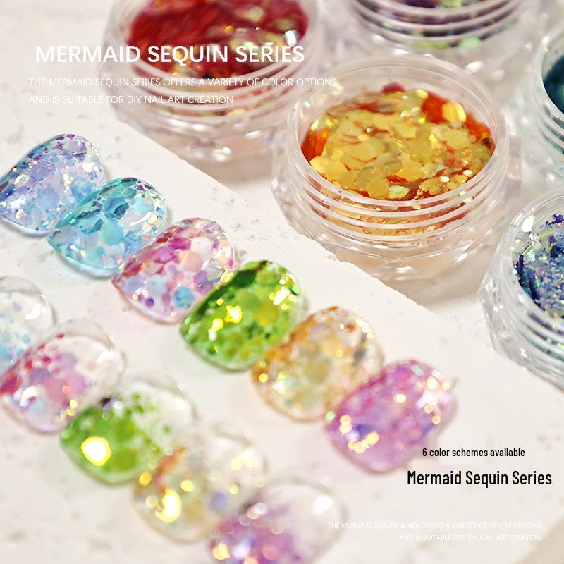 Mermaid Nail Art Mixed Glitter Sequins - Irregular Hexagon Shapes for Decoration