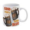 1pc 11oz Double-Sided Printed Mug for Beer Enthusiasts, Smooth Ceramic Cup, Perfect Gift for Coffee Lovers and Drinking Fans
