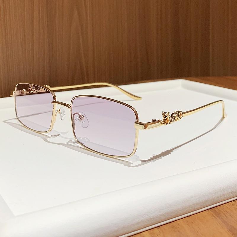 European and American trend Carhome full frame sunglasses men's metal leopard head square sunglasses female cheetah sunglasses